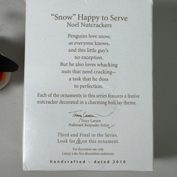 Hallmark 2010 Keepsake Ornament "Snow" Happy To Serve Noel Nutcrackers Penguin - Picture 8 of 8